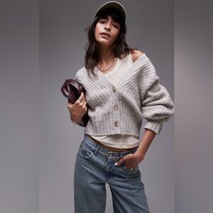 Topshop V-neck rib crop cardigan, size small